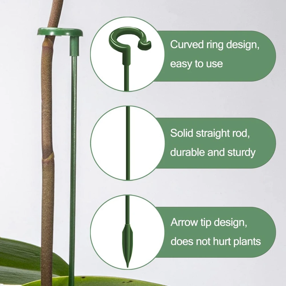 30 Pcs Plant Support Stakes with 30 Pcs Plant Clips Garden Floral Flower Support Single Stem Support Stake