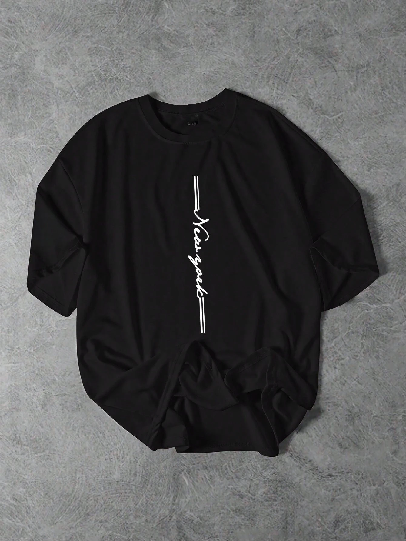 2026 New Family Matching Unisex Oversized T Shirt New York Vertical Cursive Text Print Streetwear Tee