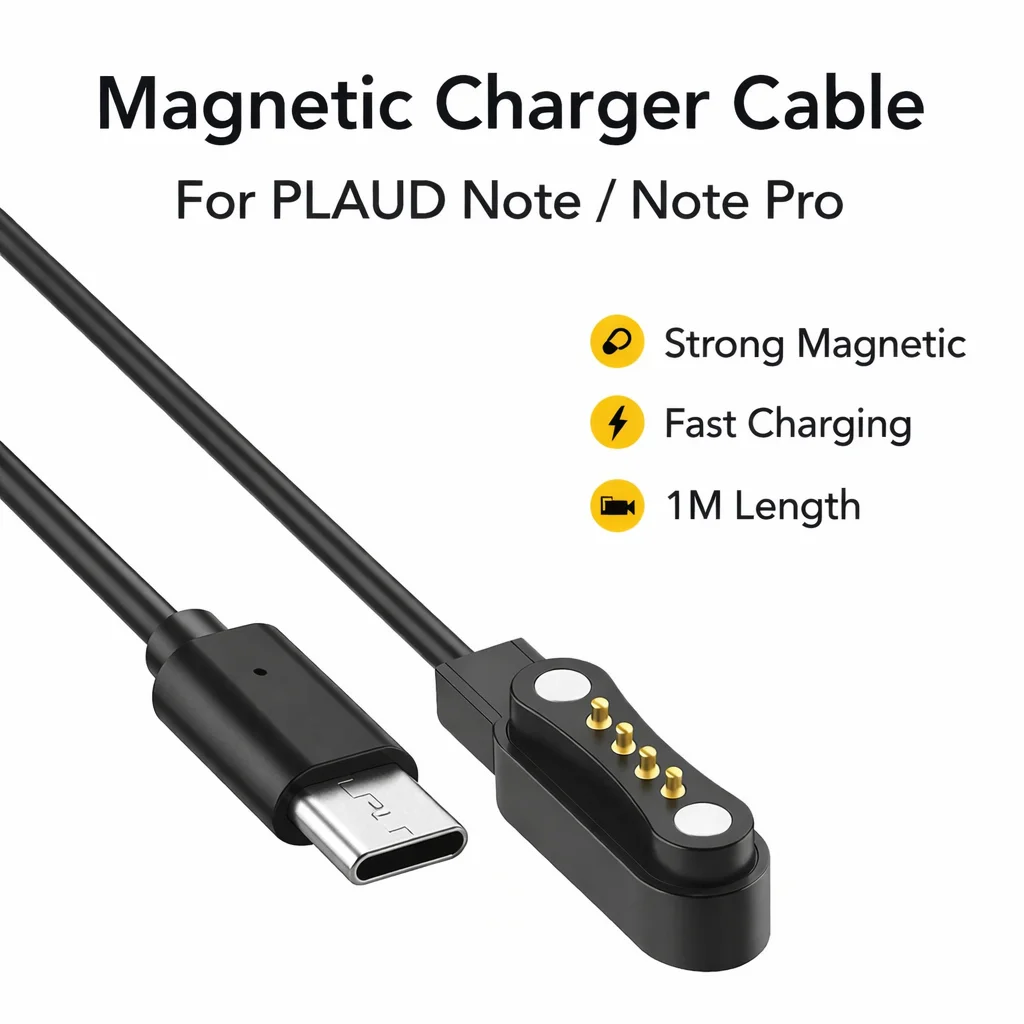 Magnetic Charging Cable For PLAUD Note AI / Note Pro AI Voice Recorder Charger Cord USB Type C Magnetic Replacement Cable 1M