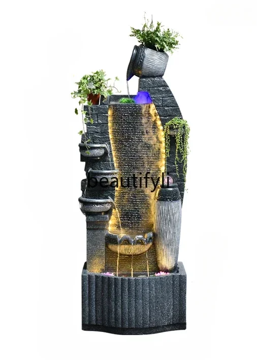 European fountain flowing water ornament indoor landscaping light luxury decoration floor-to-ceiling water feature humidifier