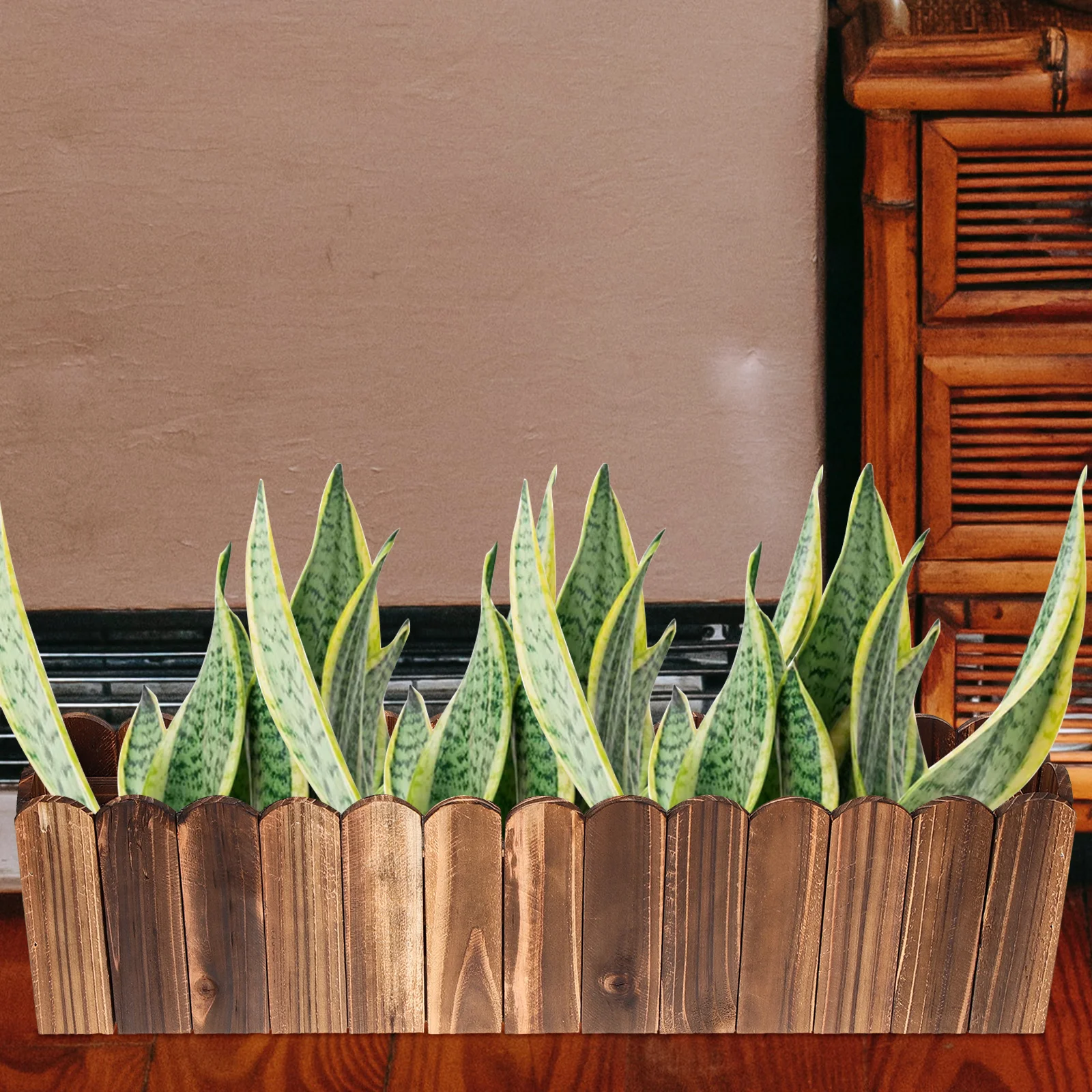 

1pcs Wooden Flower Pot Small Flowerpot For Fake Plants Rustic Planter Box Indoor Outdoor Garden Decoration Window Box Planters