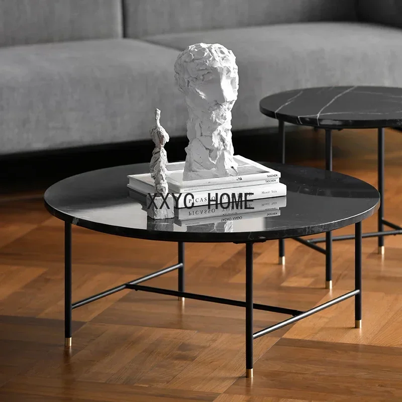 Imported Modern Simple Nordic Marble Surface round Side Table Tea Table Combination