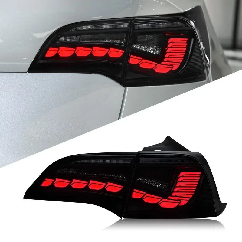 

For Tesla Model3modely Tail Light Assembly Modified Dragon Scale LED Running Light Running Water Turn Signal