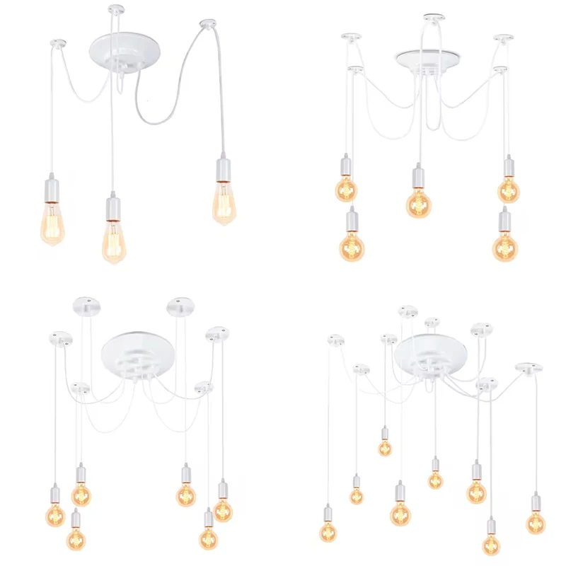 Multi-head DIY Chandelier Colorful Spider Web Pendant Light Hanging Industrial Style Dining Room Bedroom Creative Ceiling Lamp