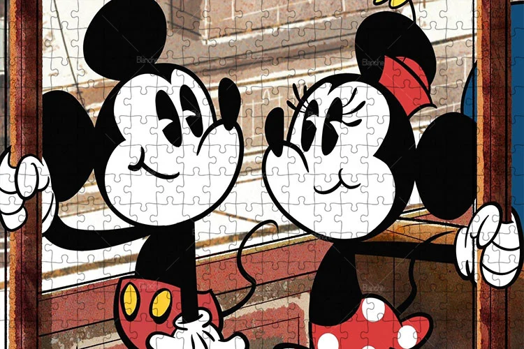 Disney-rompecabezas de papel de Mickey y Minnie para niños, rompecabezas clásico de dibujos animados, imagen para niños, regalo relajante, 1000 piezas