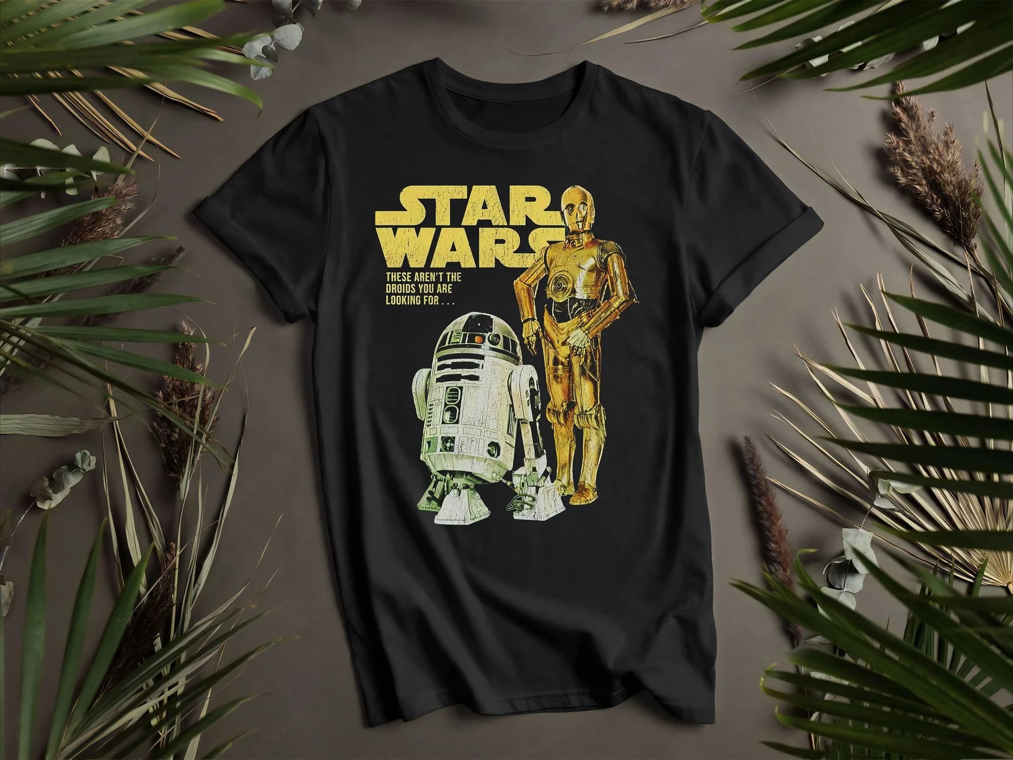 Camisetas personalizadas con logotipo de Star Wars Droids R2-D2 y C-3PO de Disney para hombres y mujeres, camiseta holgada y transpirable de manga corta con cuello redondo