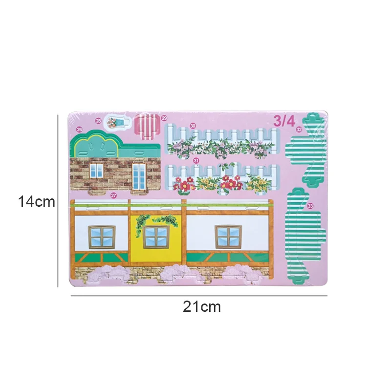 3D Stereo Puzzle Handmade DIY Cartoon House Villa Castle Building Model Montessori Early Learning Educational Toys for Children