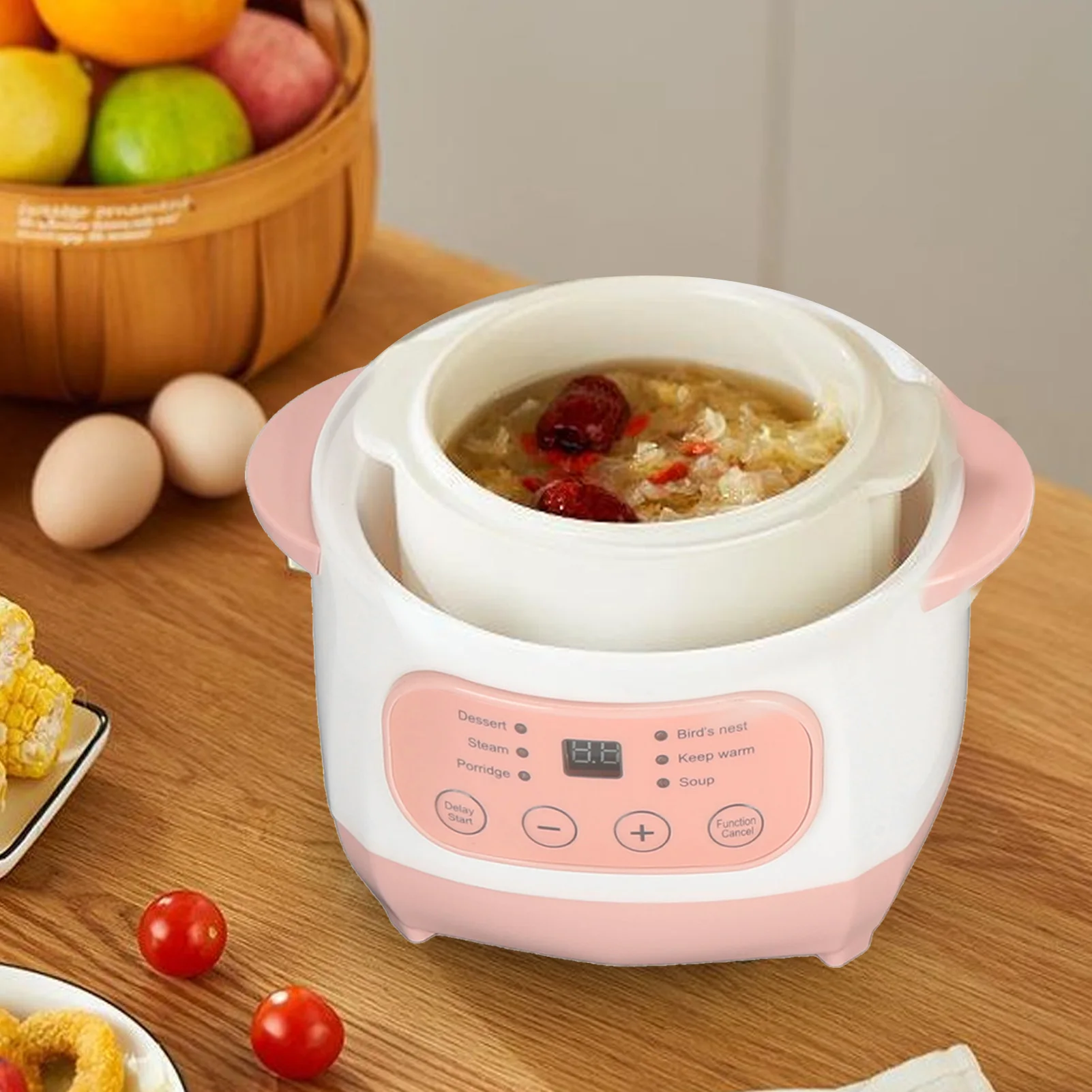 1L Electric Ceramic Stew Pot with Smart Timing And Dry Burning Prevention Home Kitchen Soup Cooker