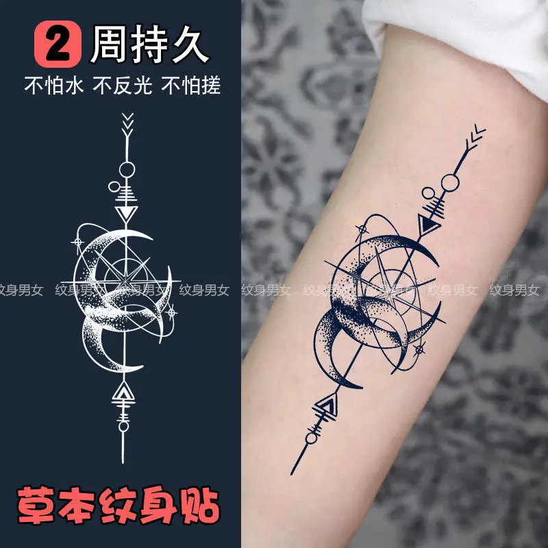 

Herbal Moon Tattoos for Women Man Arm Geometric Fake Tattoo Waterproof Art Planet Temporary Tattoo Festival Lasting Stickers