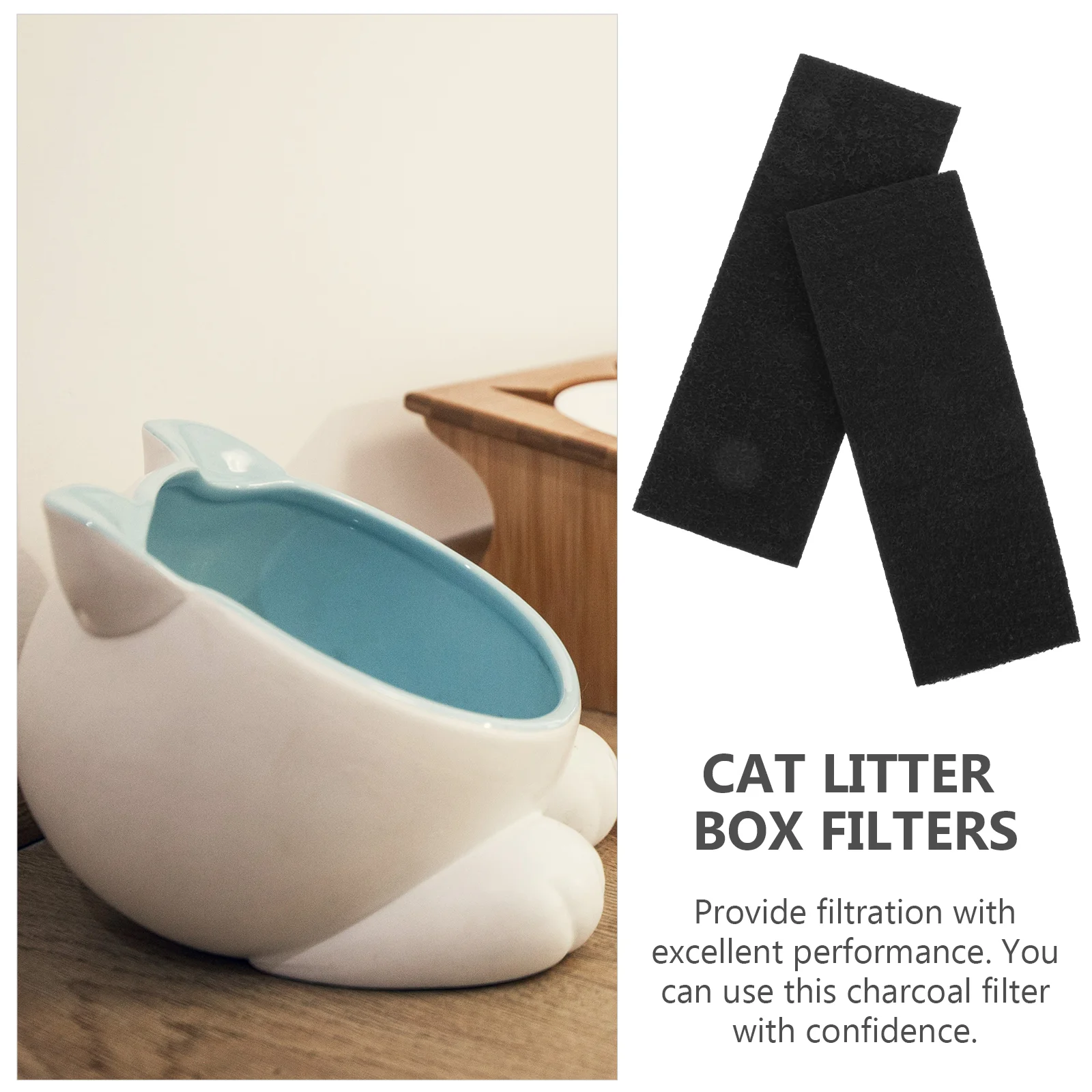 2 Pcs Cat Litter Box Filter Cotton Activated Carbon Filters Pads Replacement Pans Charcoal for Tray Rug