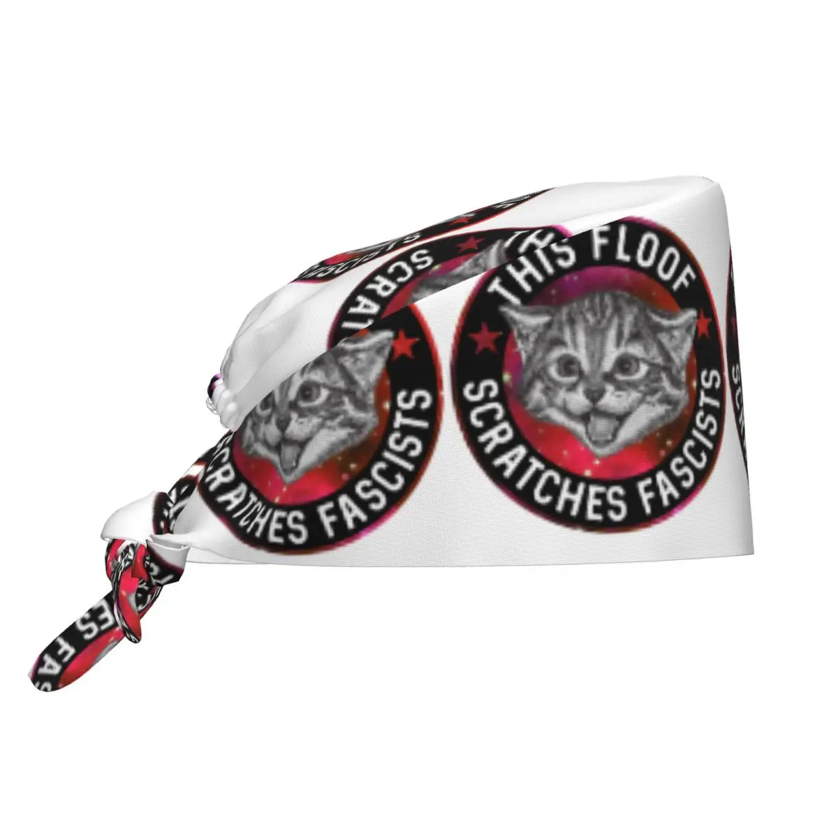 Space Antifa Kitten Breathable Scrub Hat Surgical Scrub Caps Unisex Nursing Hair Hats Work Scrubs Hat for Hospital Pharmacy