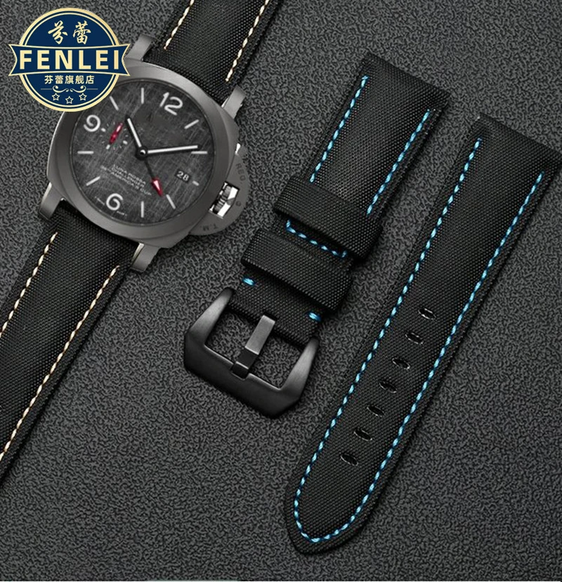 Nylon Carbon fiber Leather Watch strap For Panerai Luminor PAM01661 799 616 Scaphium Affine Canvas Watchband Male 24mm Bracelet