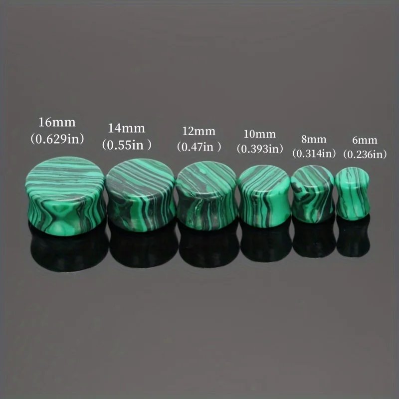 2pcs Vintage Synthetic Malachite Stone Ear Gauges Set