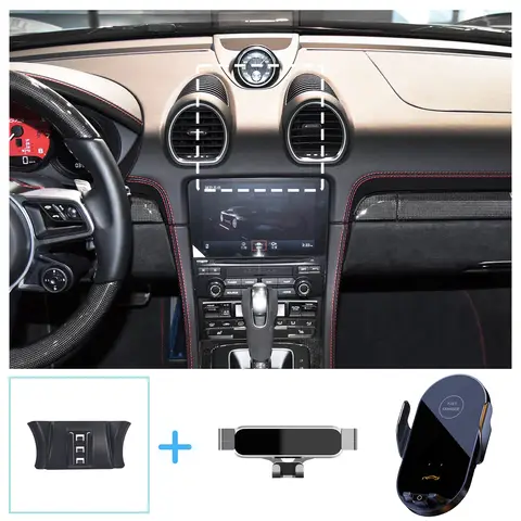For Porsche 718 2016-2020 2021 2022 Car Phone Holder Wireless Charging Bracket Base Gravity Stand Phone Mount Car Accessories