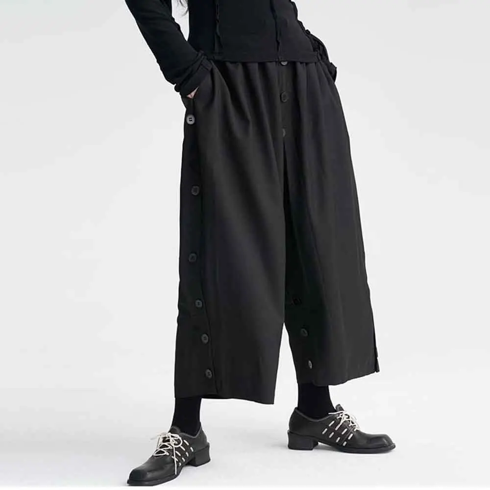 

2025 Winter New Male Solid Color Wide-Leg Skirt Pants American Retro Fashion Trend High Street Loose Casual Niche Men's Bottoms