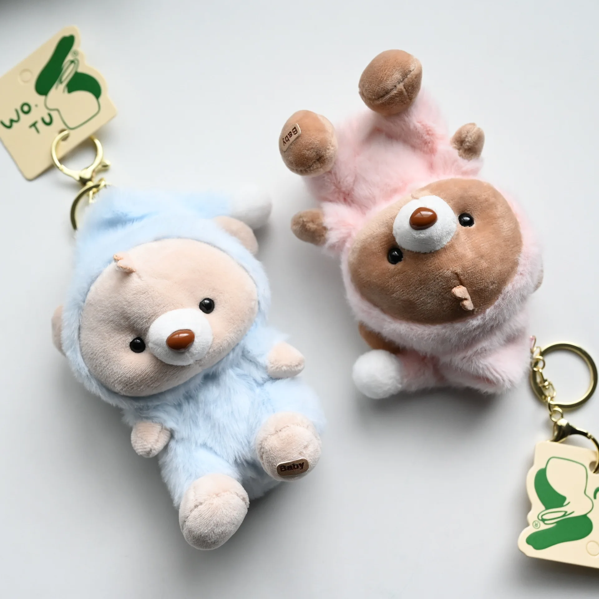 جديد لطيف حسن النية الدب أفخم قلادة المفاتيح الكرتون أفخم محشوة الحيوان الدب ظهره ديكور قلادة هدايا أعياد ميلاد للأطفال