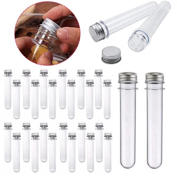 50pcs 30ml Clear Plastic Test Tubes Bulk Test Tubes with Screw Caps for Sample Party Sugar Bath Salts Test Tubes