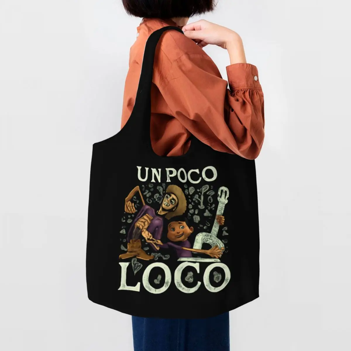 Un Poco Loco Large Capacity Canvas Tote Bag Single Shoulder Work Commute Bag For Women Eco-Friendly Shopping Bag
