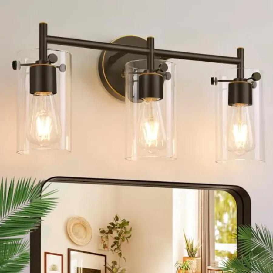 

Bathroom Light Fixtures 2023 Upgrade, Modern Vanity Lights with Clear Glass Shade, Bathroom Wall Sconces for Mirror Bedroom Liv
