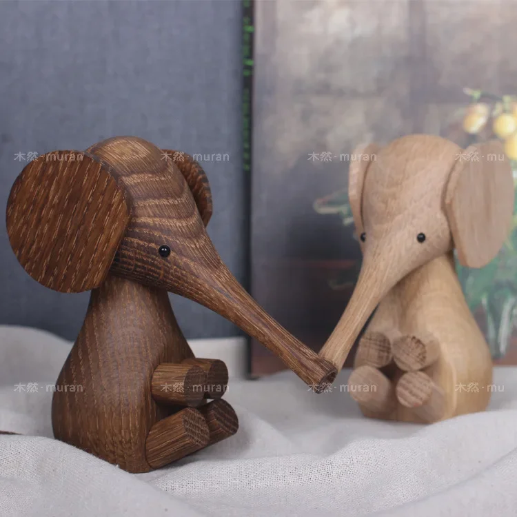 

Nordic Solid Wood Elephant Home Furnishings Puppet White Oak Baby Elephant Beech Creative Wooden Crafts