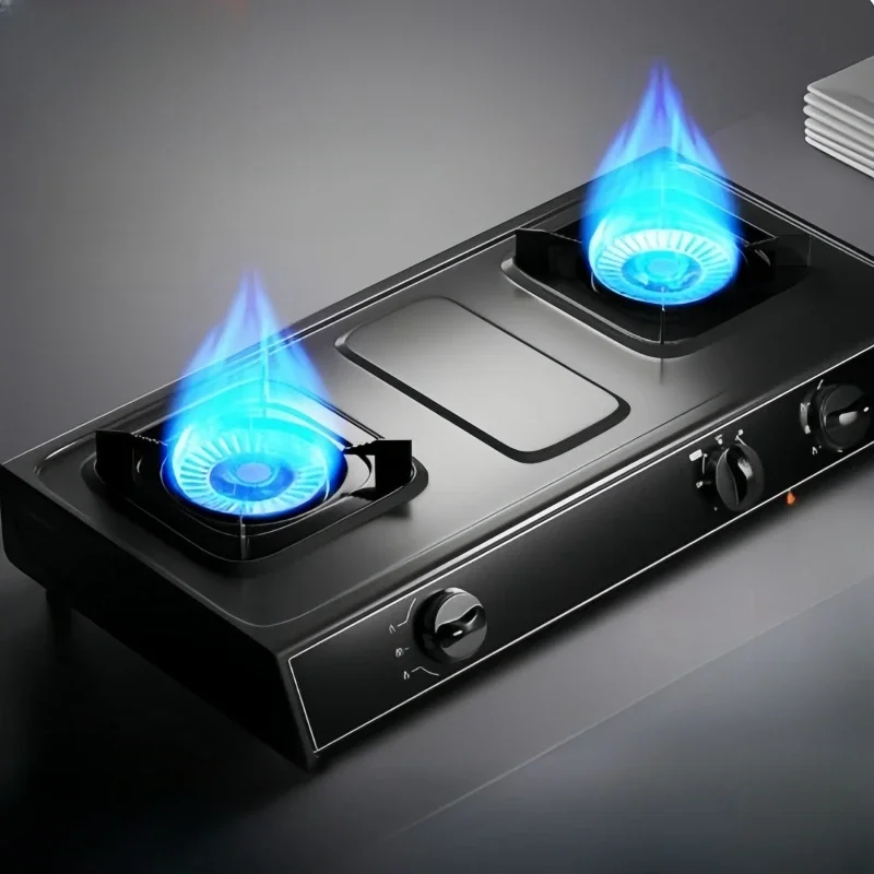 Double-head Tabletop Gas Stove Tabletop Double Stainless Stee Cooker Natural Gas Stove Liquefied Gas Fire Stove