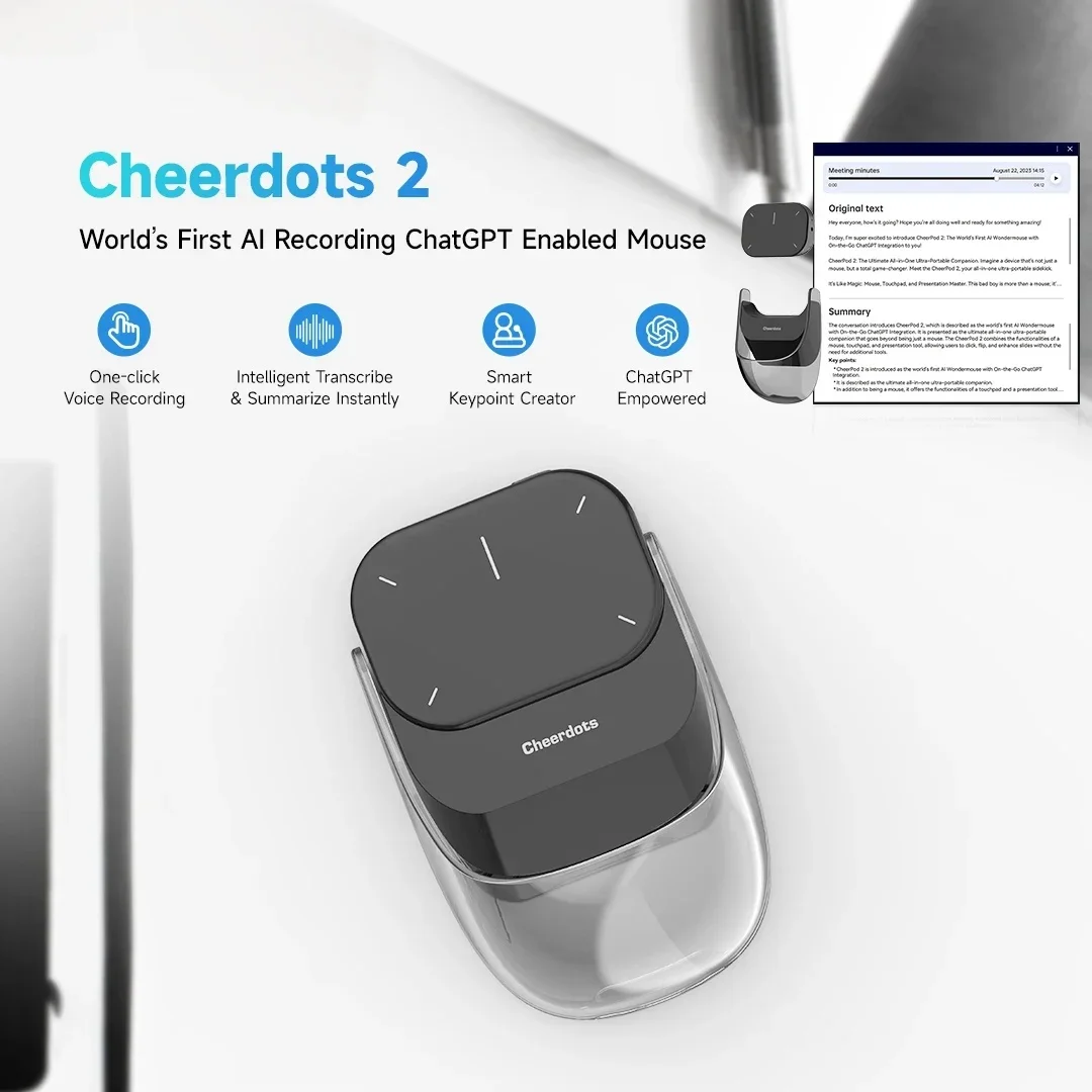 

New Cool Detachable Laser Pointer AI Smart Bluetooth Air Mouse Wireless Touchpad Presenter Remote Voice Recording Business Mouse