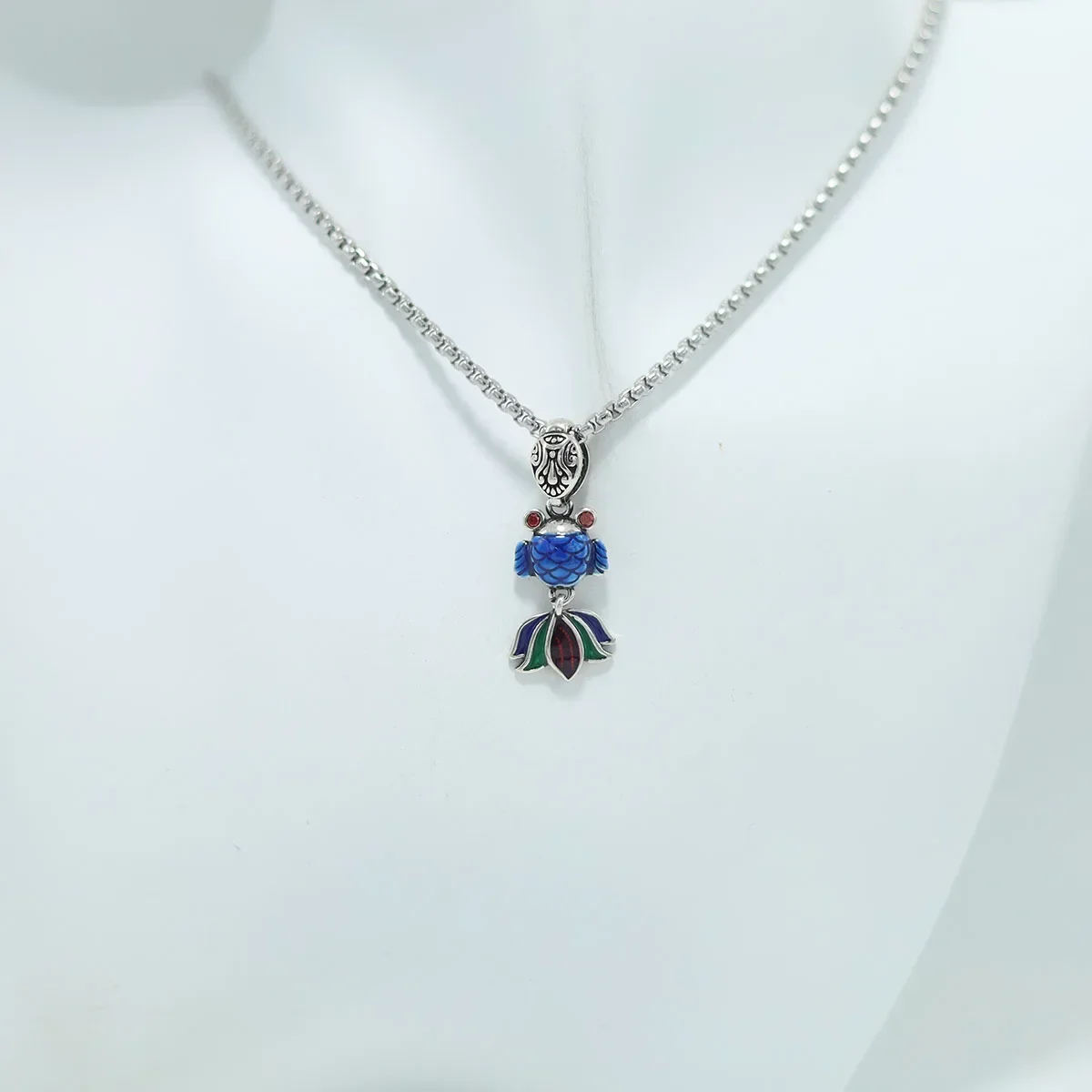 Jingtai-Collier Pendentif Poisson Rouge Bleu pour Femme, Émail Coloré, Style Rétro, Brûlé, Petit et Simple, Accessoires de Mode