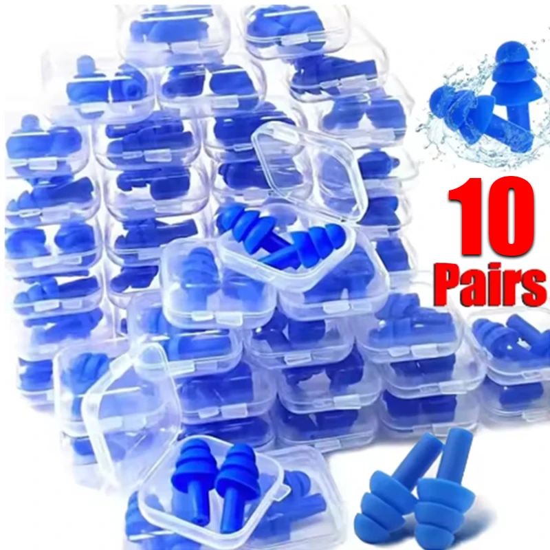 

1-10Pairs Portable Soft Comfortable Silicone Ear Plugs With Box Sleeping Earplugs Noise Reduction Swimming Reusable Earplugs