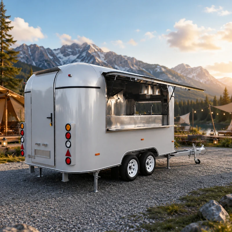 Customized Food Truck Mobile with Kitchen Hot Dog Burger Coffee Ice Cream Pizza Snack Vending Trailer Fully Equipped Cart view 5