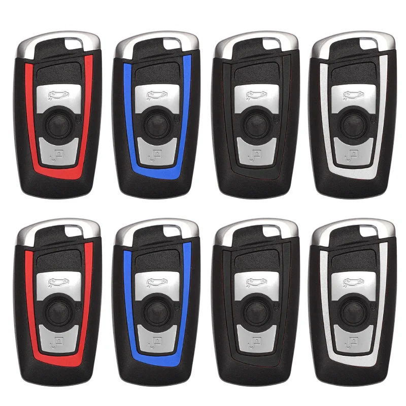 3 Button Smart Key Shell Case Cover For BMW CAS4 F-Series F01 F02 F10 F11 F25 F15 Frame Trim + Uncut Blade Replacement Housing