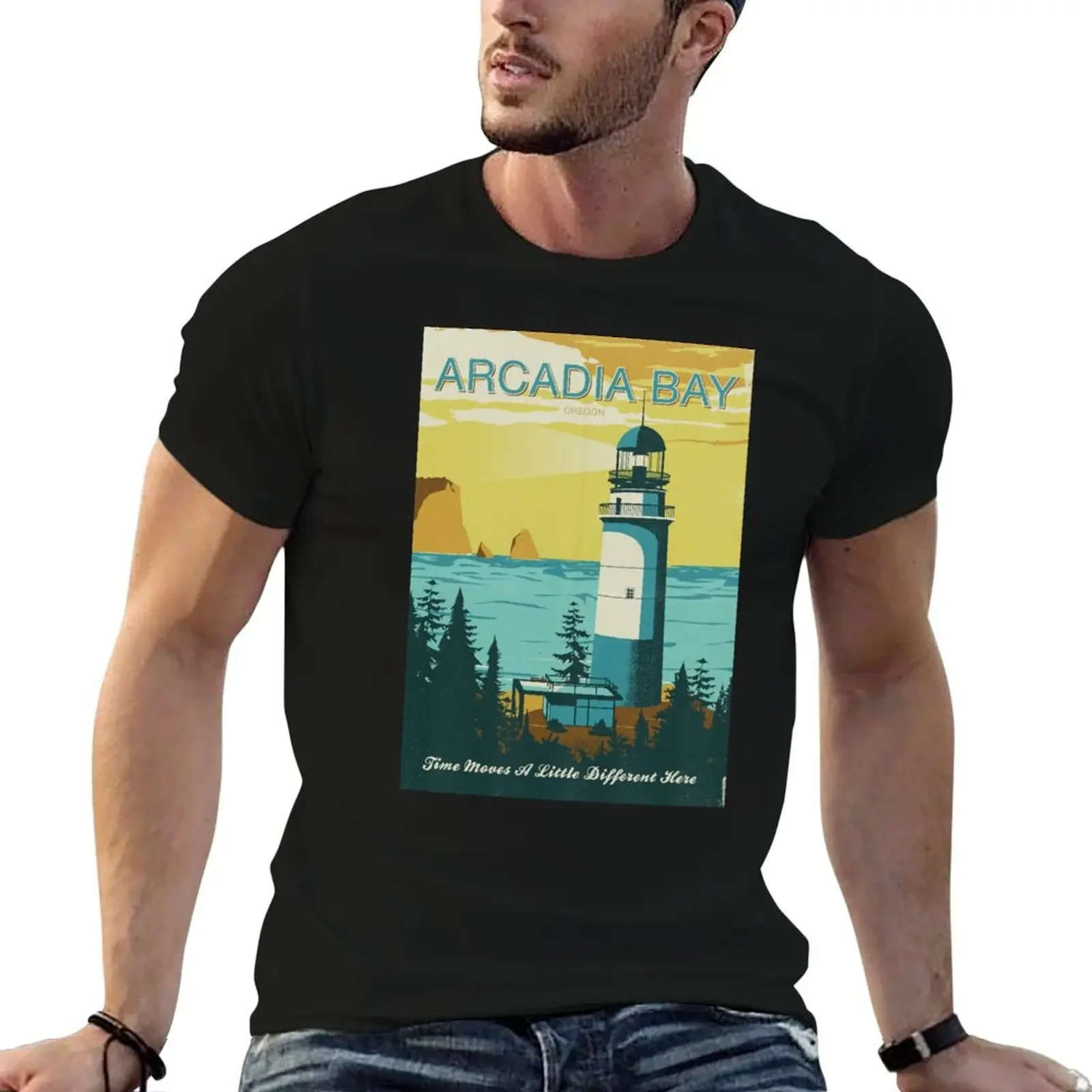 Arcadia Bay - Vintage Tourism Poster T-Shirt summer tops blacks funny t shirts for men