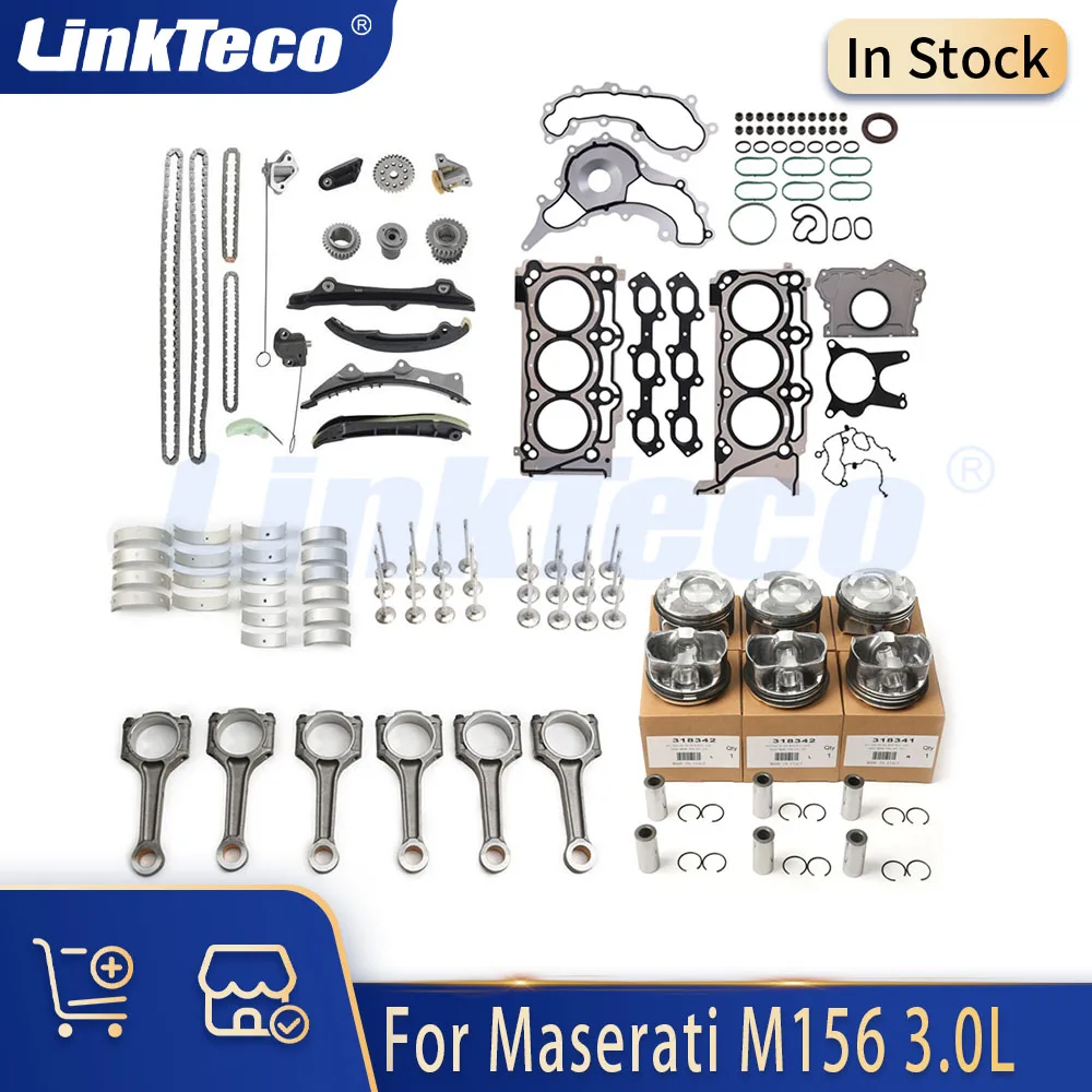 

Комплект прокладок для капитального ремонта двигателя, комплект поршневых шатунов, подходит для газа 3,0 л T для Maserati Levante Ghibli Quattroporte M156 M157 M161 3.0L