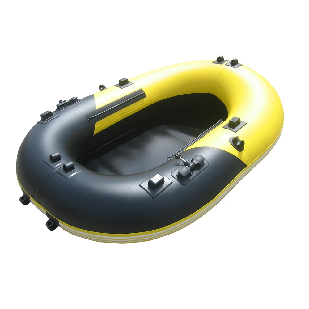 Inflatable folding fishing dinghy custom PVC slat floor rowing rubber boat with motor for sale
