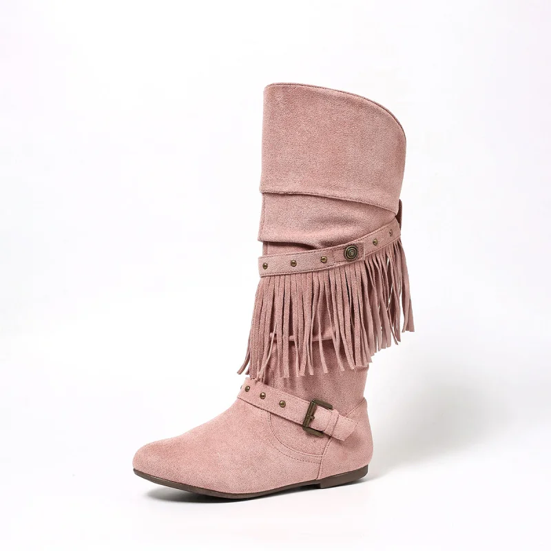 New Trend Women's Boots Tassel Flats Shoes For Woman 2026 Women's Autumn Boots Comfortable Knee High Ladies Footwear Fashion