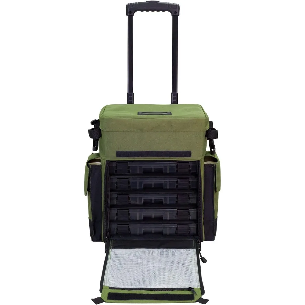 Imagem -05 - Rolling Tackle Box com Rodas Mochila de Pesca Impermeável Bandejas Removíveis Rod Holders Presentes para Homens Bolsa de Peixe Rolo