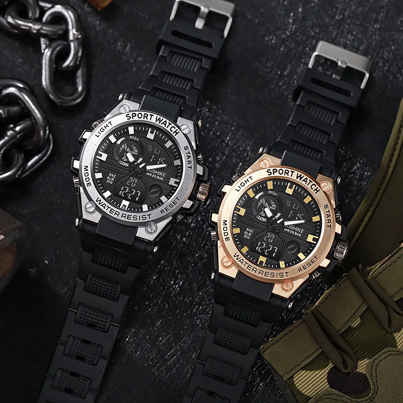ساعة إلكترونية عصرية جديدة لعام 2025 للمراهقين كورية متعددة الوظائف رياضية خارجية مضيئة للطلاب كوارتز عرض مزدوج