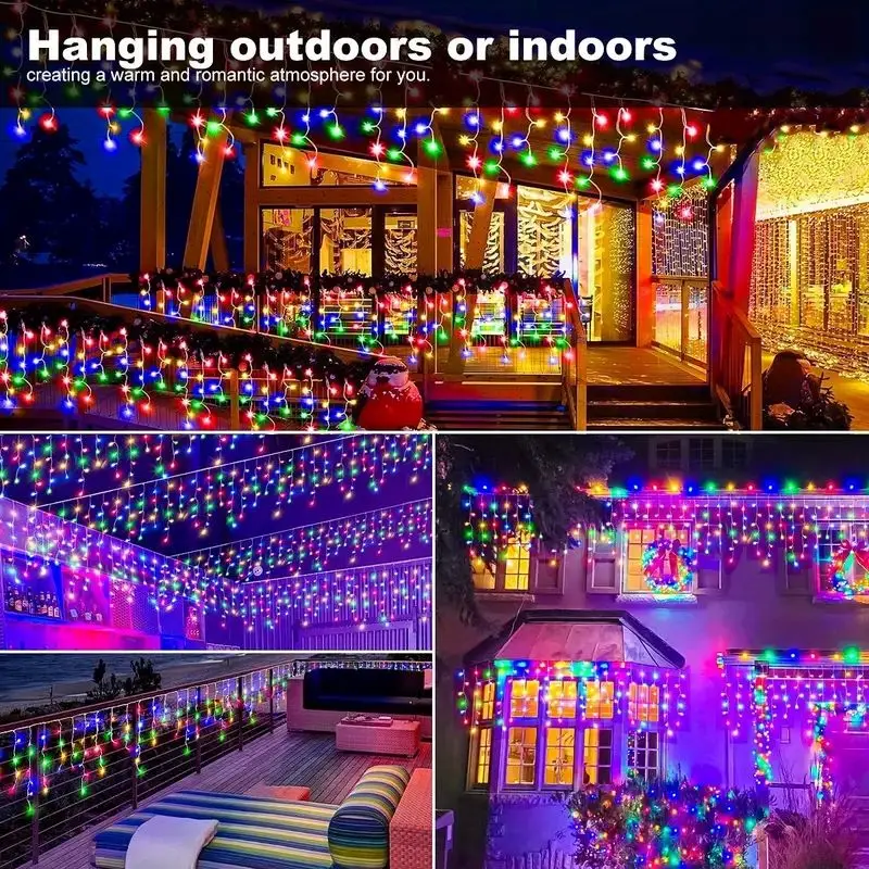 Ice Bar Light 100LED Solar Ice Column String Light Outdoor Fairy Light 8 Modes Very Suitable for Garden Eaves and Terraces