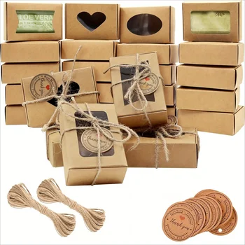 20set Soap Boxes with Thank You Gift Tags for Homemade Soap,Small Kraft Soap Box with…