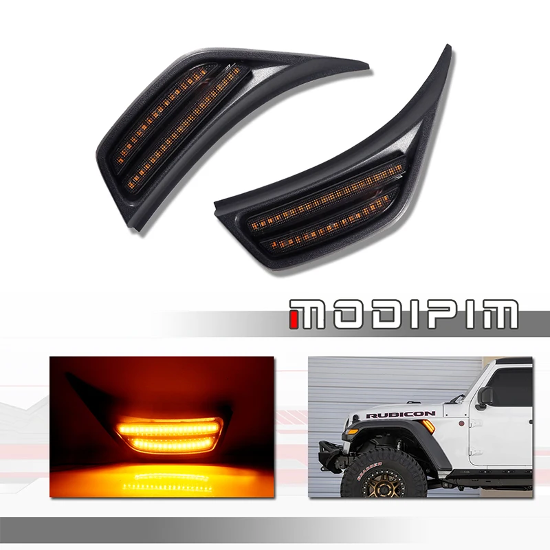 Front Side Marker Turn Signal LED Lights For Jeep Wrangler JL JLU Sport Rubicon Sahara 2018-2021 & Gladiator JT truck 2020 2021