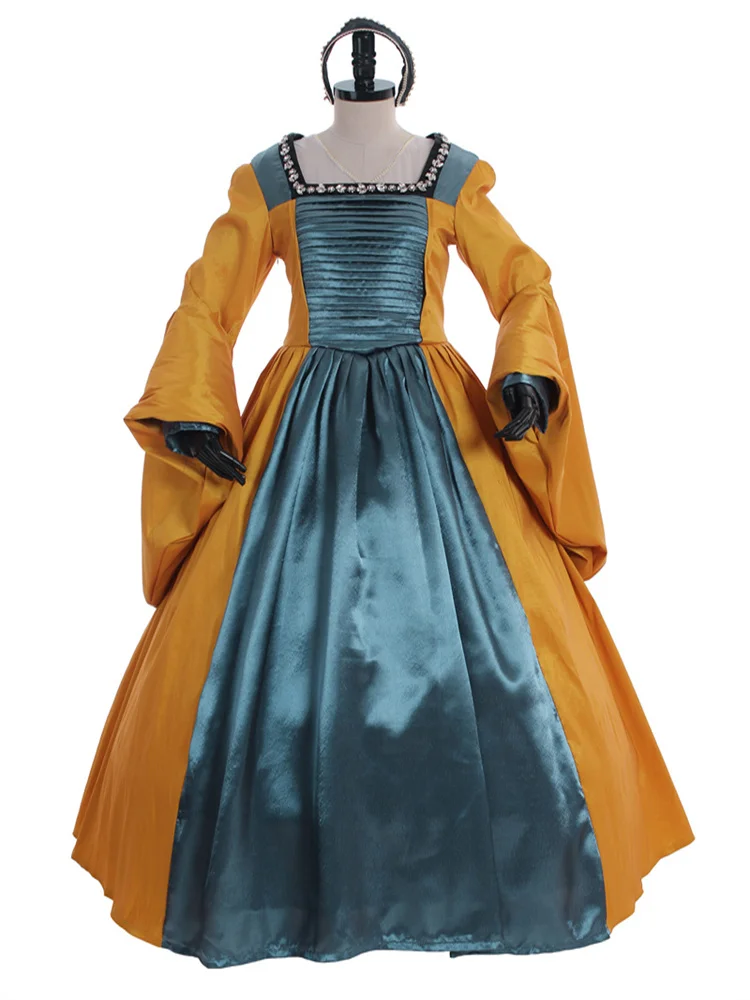 

Medieval Dress Cosplay Queen Anne Boleyn Brown Renaissance Faire Tudor Court Cosplay Costume Dress