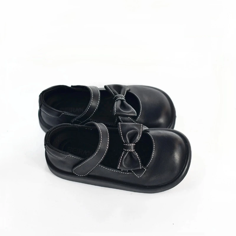 

Genuine Leather Girls Leather Shoes Spring Autumn Fashion Bow Children's School Shoes High Quality Cowhide Kids Casual Shoes