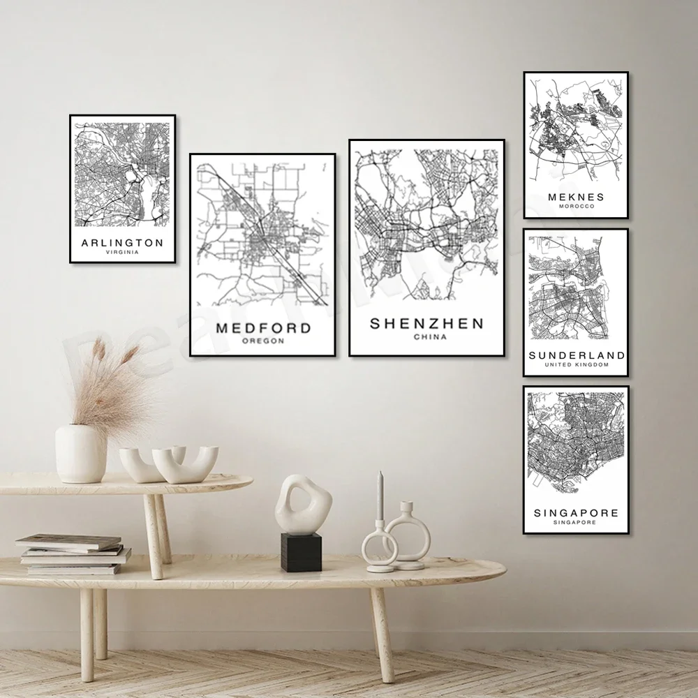 Arlington streets Virginia, Medford Oregon, San Antonio, Seattle, Sunderland, Meknes, Jacksonville, Shenzhen map city map poster - view 4