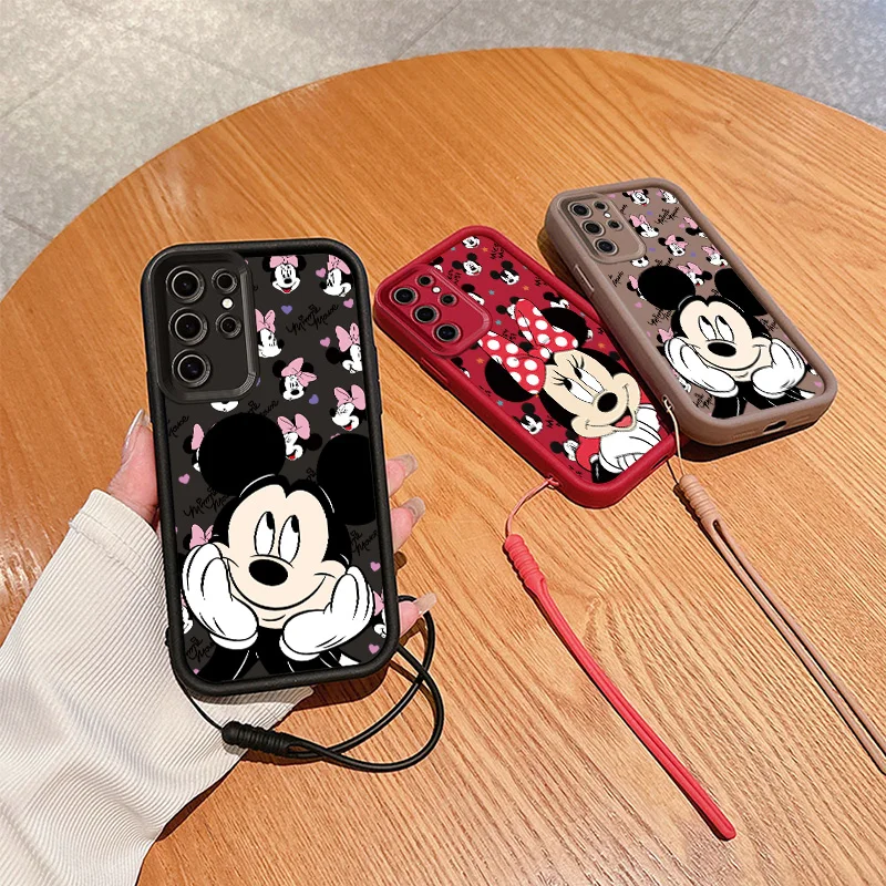 Disney Mickey Mouse Couple Eyes Ladder Rope Phone Case For Samsung A25 15 73 71 54 53 52 51 50 34 33 32 31 30 24 23 22 21 20 S