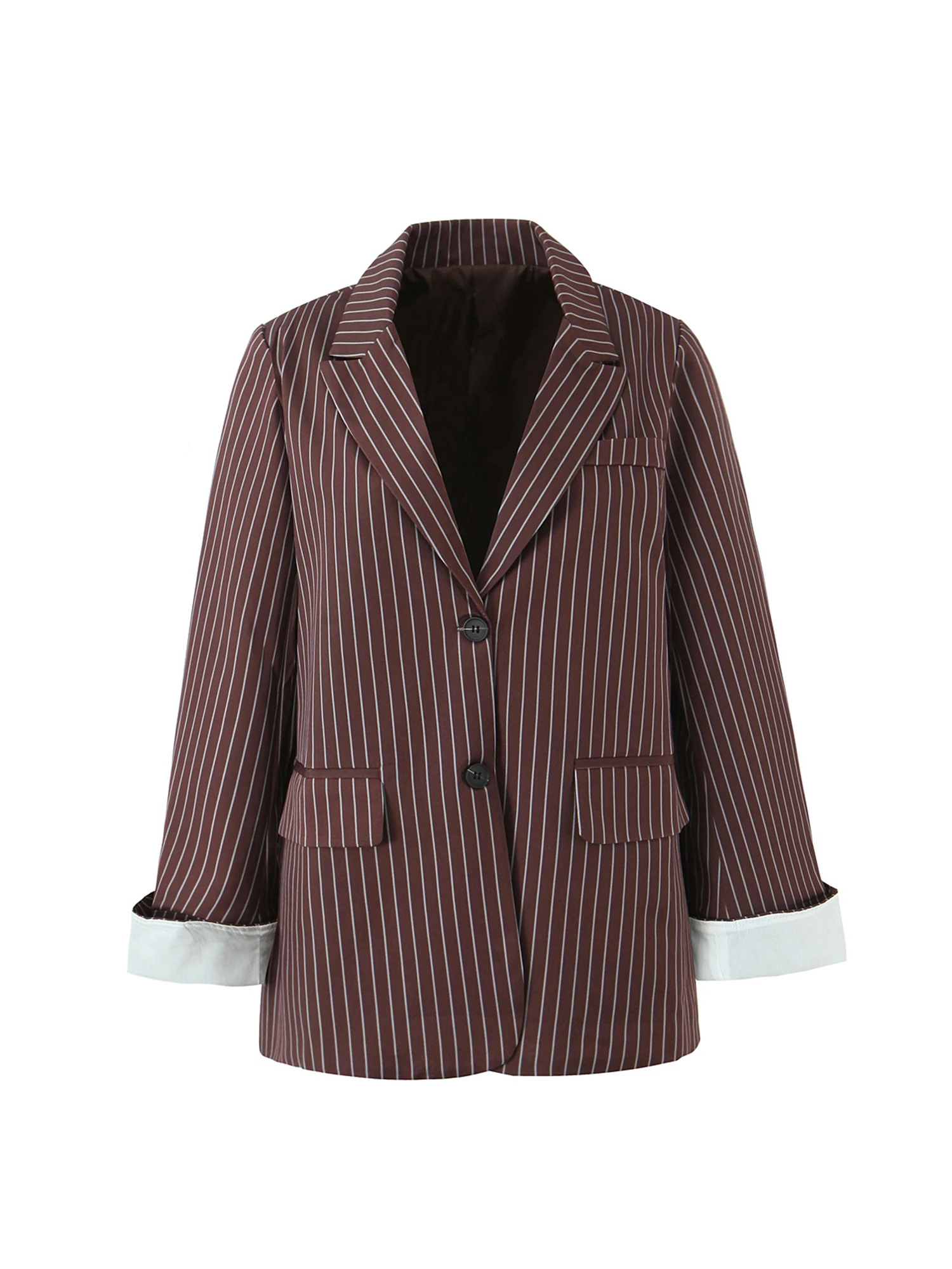 

Женский коричневый полосатый пиджак, винтажная однобортная верхняя одежда с длинными рукавами, костюм, пальто Harajuku Y2k, одежда 2000-х годов, осень 2025 г.