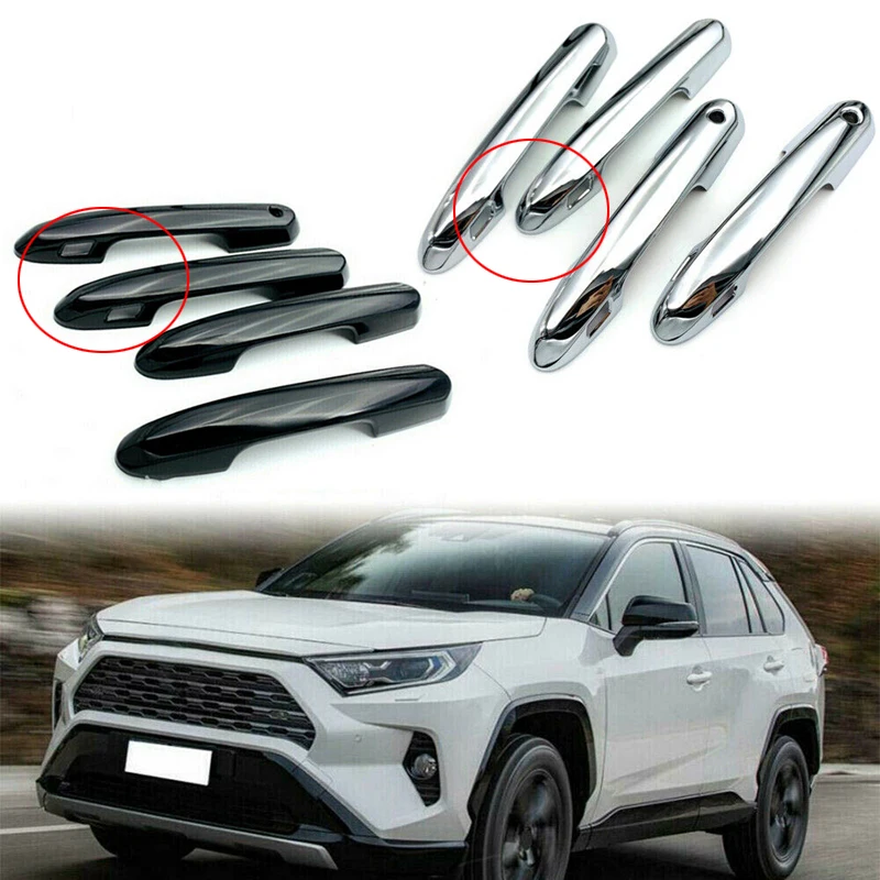 

For 2020 2021 Toyota Highlander Car Exterior Side Door Handle Cover Refit Catch Cap Stickers ABS Chrome Gloss Black Style