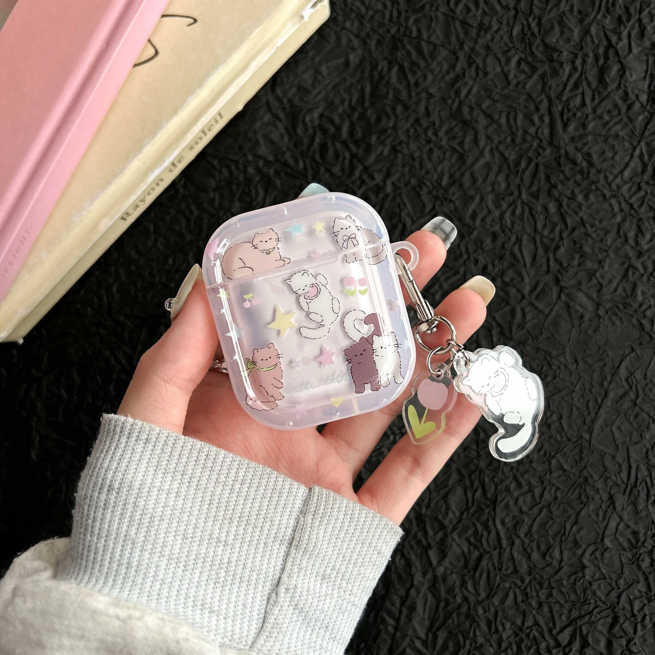 charging box for apple airpods 3 pro2nd 1 2 pro cute cats cartoon colorful stars wireless earphone case tulip kitten bracelet