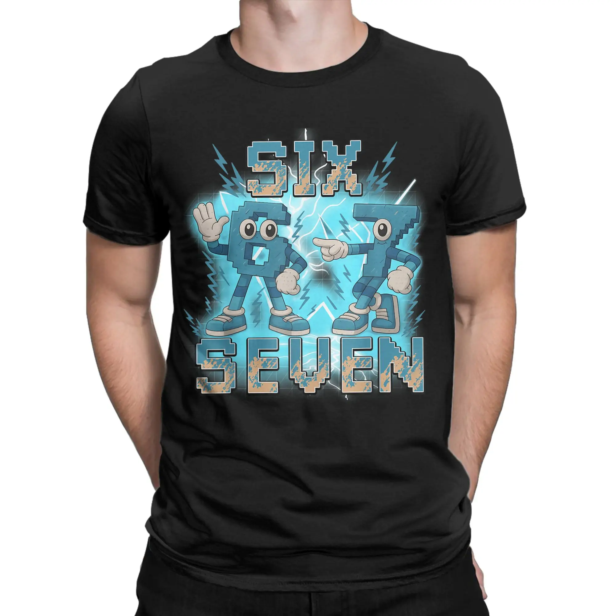 Meme 67 Six Seven 6 7 Italian Brainrot T Shirt Men's  Vintage Cotton T Shirts O-Neck Hip Hop Tees Custom Logo Big Size Tops