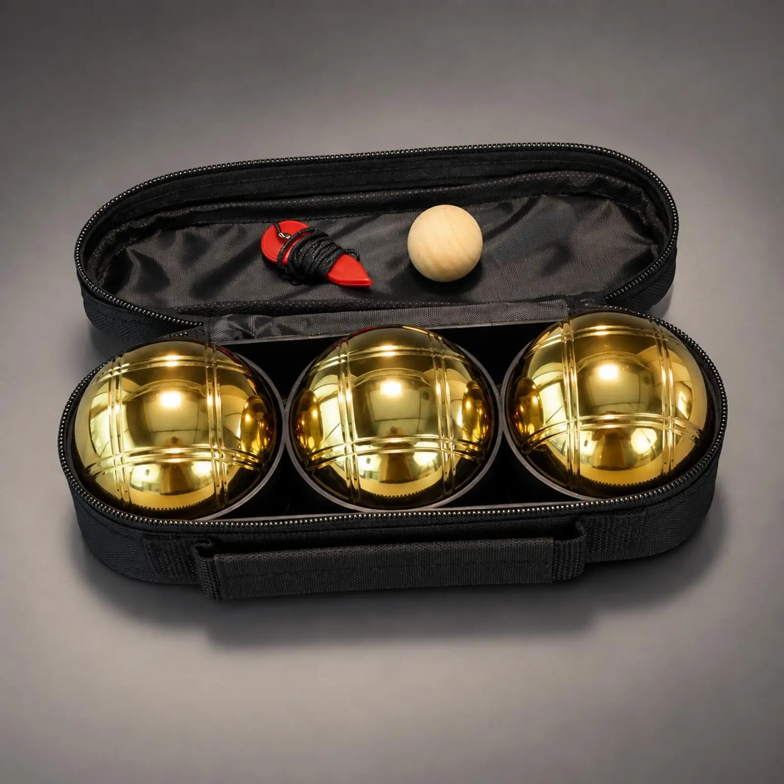Titanium Bocce Ball with Carry Case Carbon Steel Metal Boule and Jack for Outdoor Lawn Bowling Competitive Match Set