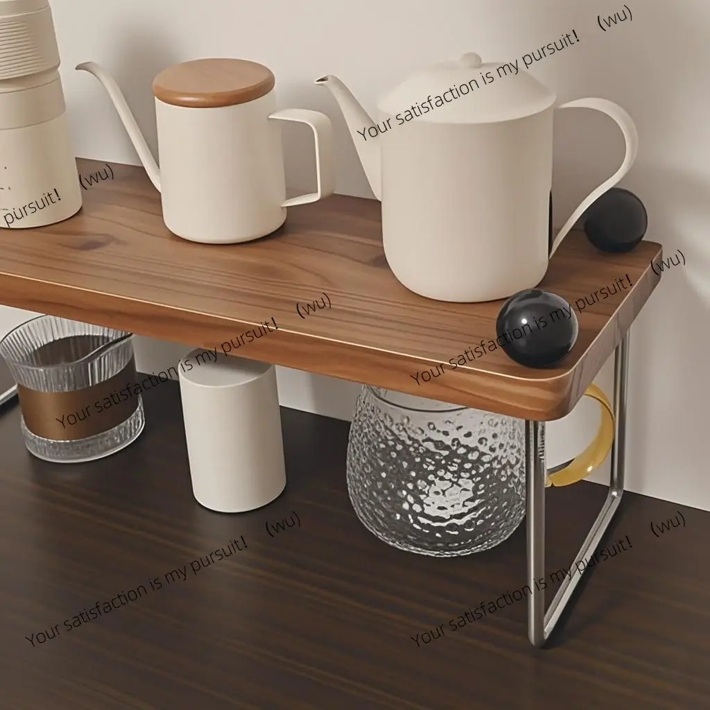 Picture 4: Shelf Cup Holder Coffee Cup Holder Solid Wood Desktop  Storage Medium Antique Stainless Steel Beer