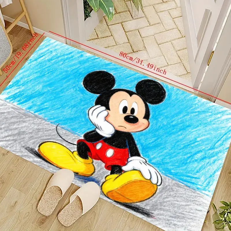 

1 шт. Дисней Микки Маус персонаж мультфильма напольный коврик, милый коврик в стиле эскиза для детской комнаты, спальни, гостиной, украшения дома